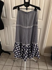 Blue Western Gingham Ruffle Skirt Square Dance Cowgirl, Costume, Size Small