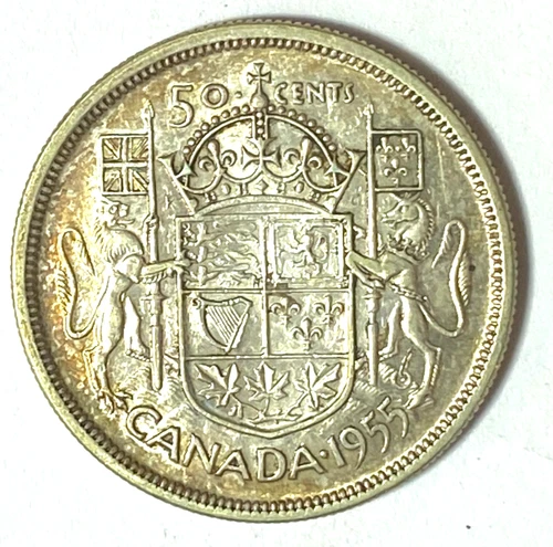 1955 50c Fifty Cents Silver Coin Canada Half Dollar KM# 53