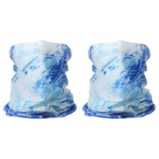 2pcs Summer Neck Gaiter Sun Protection Face Mask for Fishing, Camo Blue-white