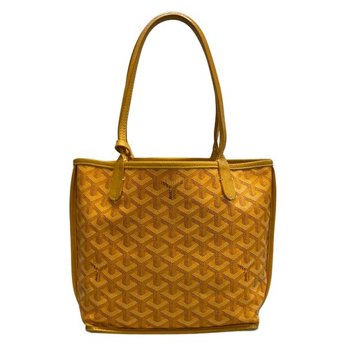 GOYARD Anjou MIni Yellow Coated Canvas Leather Tote Bag