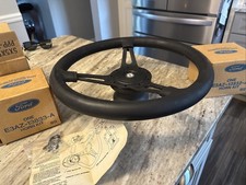 1968-78 Ford Mustang 9-bolt Black Leather Steering Wheel Kit Pony Nos Horn Kit
