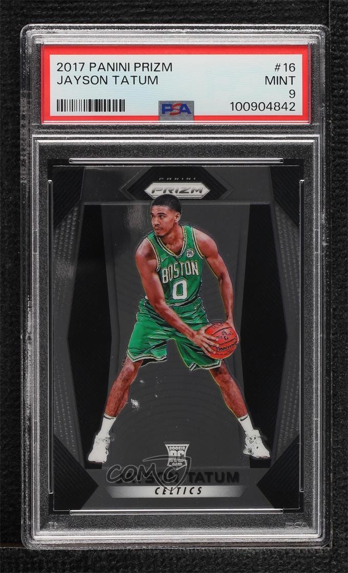2017-18 Panini Prizm Jayson Tatum #16 PSA 9 MINT Rookie RC view 1