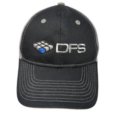 DFS Strapback Trucker Hat Black One Size Adjustable Mesh Back Outdoor Cap