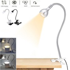 3W USB Flexible Reading LED Light Clip-on Gooseneck Bedside Desk Table Lamp UK