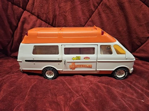 Vintage TONKA Pressed Steel Ambulance Rescue Vehicle Van Truck 1970s