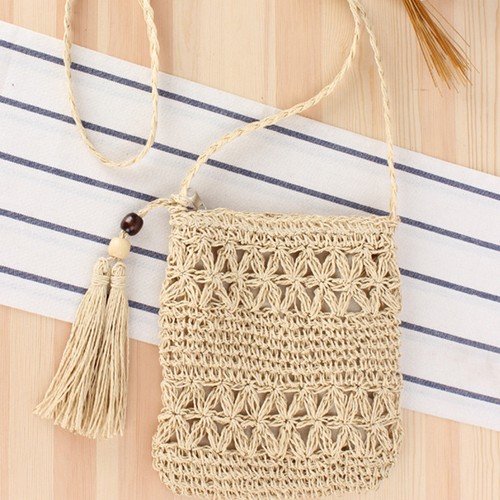Women Boho Woven Handbag Summer Beach Tote Straw Bag Round Rattan Shoulder - Picture 16 of 26