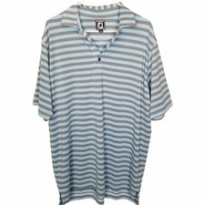 FootJoy Mens XL Blue Gray Striped Athletic Fit Short Sleeve Golf Polo Shirt