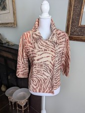 NEW Chicos Size 1 Women's Medium Lace Animal Print Cropped Blazer/Jacket