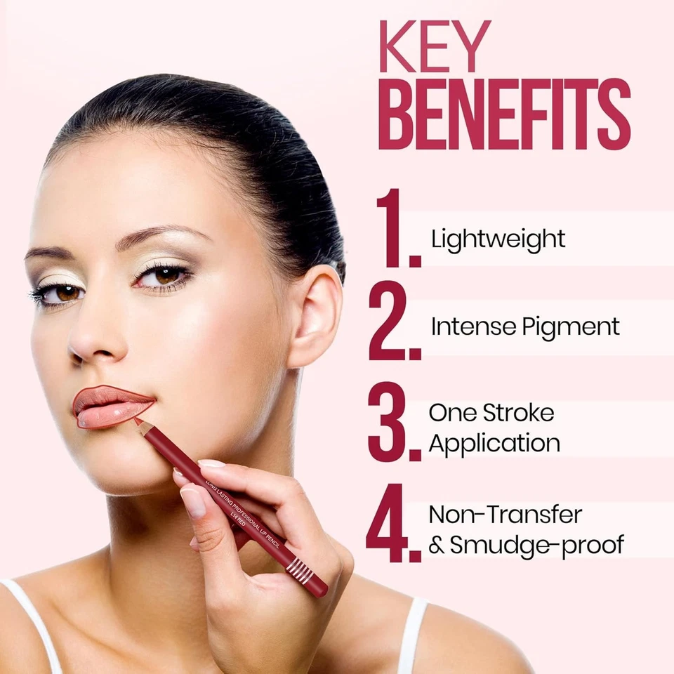 Colors Queen Lip Liner Pencil | Long Lasting & Waterproof Formula L-10, Rose Red - Image 2 of 4