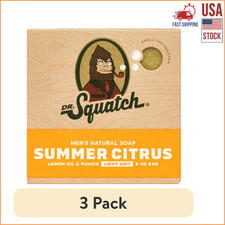  3 pack Dr. Squatch Men's Soap, Natural Bar Soap for Men, Summer Citrus, 5 oz