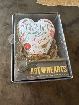 #ad Demdaco ART HEARTS Grandma Is Another Word For Love Heart Ornament Goldtone Key $14.95