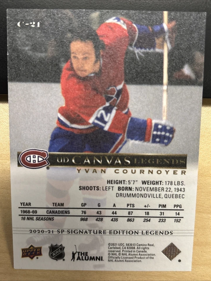 2020-21 20/21 SP Signature Edition Legends UD Canvas C-21 Yvan Cournoyer - Image 2 of 2