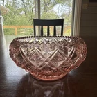 Vintage Imperial Depression Glass Pink Diamond Block Pattern Bowl 1930s 5” Wide
