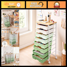 Rolling Storage Cart with 8 Drawers, Utility Organizer on Lockable Wheels