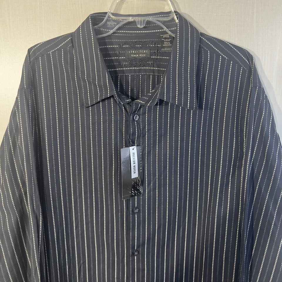 NWT 90s Mens Structure Black Dress Shirt Long Sleeve Button Down Size XXL - Image 2 of 4