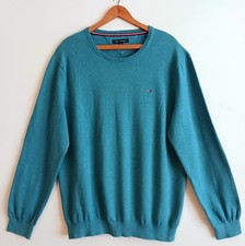 'Tommy Hilfiger' Sz. XXL Mens Turquoise Crewneck Pullover Sweater Cotton New