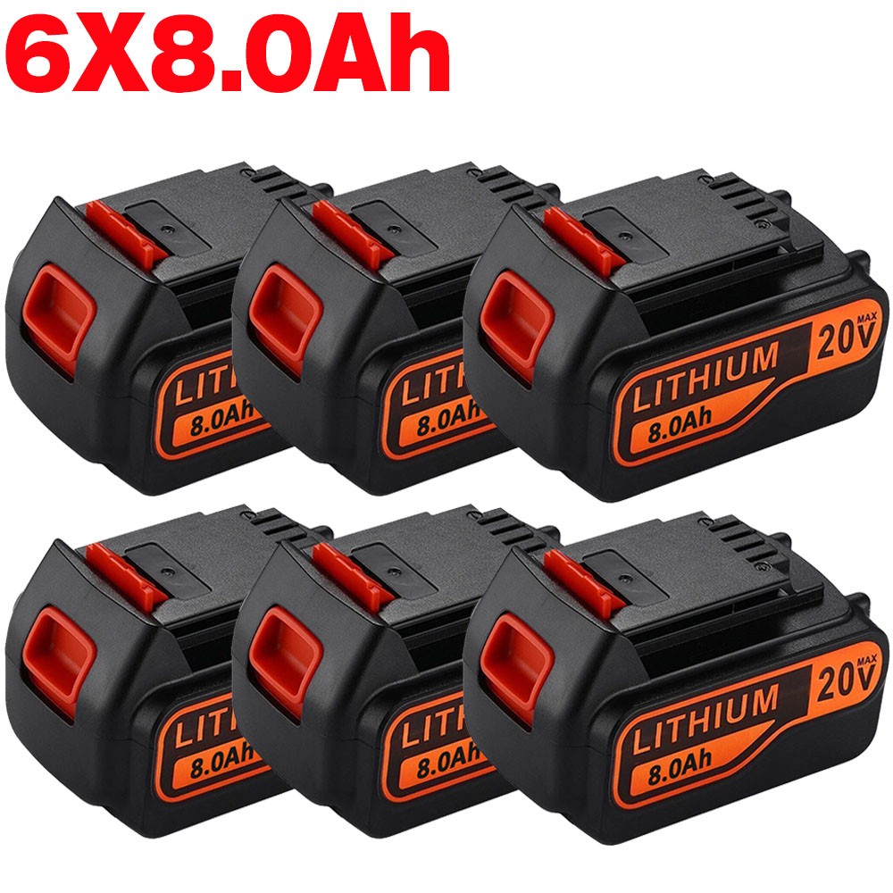 Pack 20V 8.0AH Lithium-Ion Battery for Black Decker 20 Volt LB20 LBX20 LBXR20