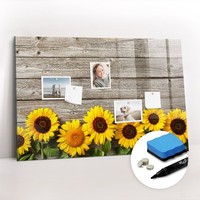 Magnetische Glas Pinnwand Wandmontage FüR Fotos Notizen Sonnenblumen 90X60 Cm