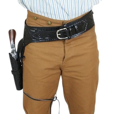 Western Leather Gun Holster Belt Tooled .22 .357 .44/.45 Cal Revolvers Cowboy
