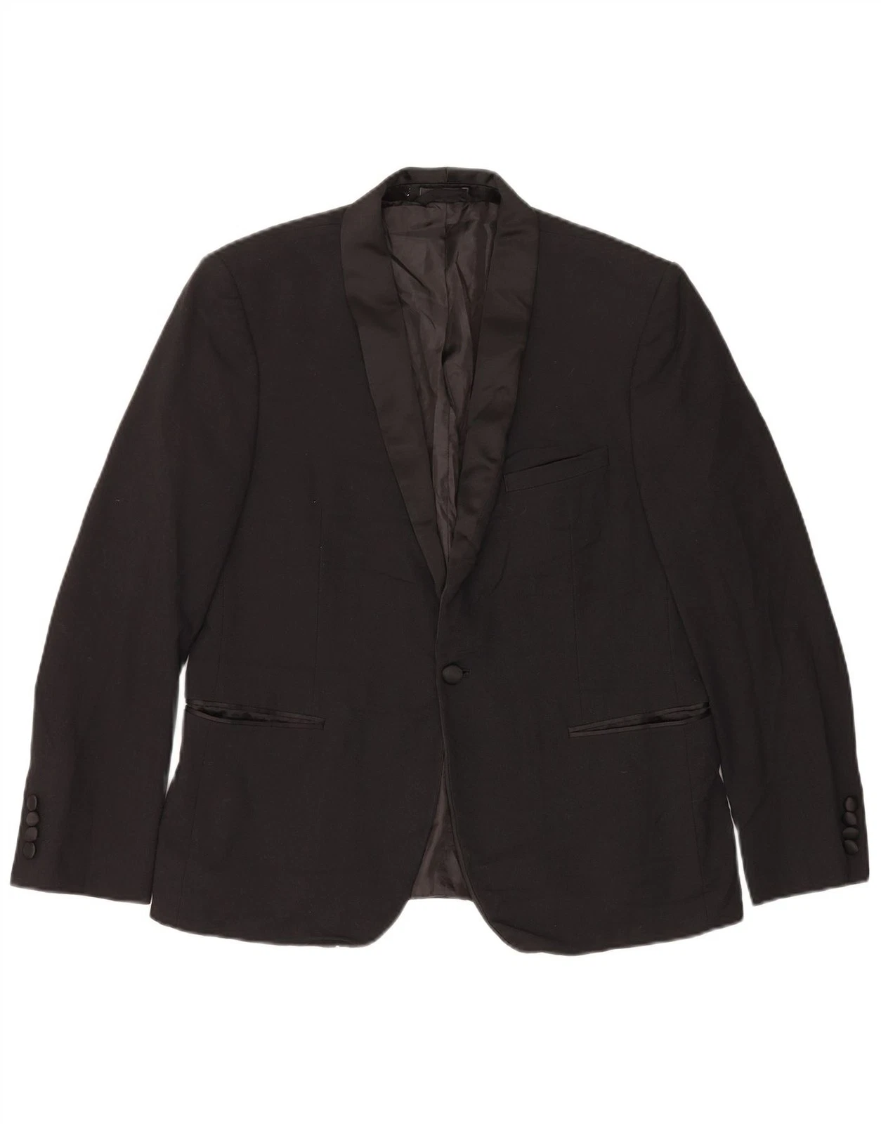Marks & Spencer Mens 1 Button Blazer Jacket UK 42 Large Black Polyester AU09