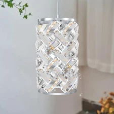 Modern Chrome Pendant Lighting, Mini Crystal Chandelier, Adjustable Pendant L...