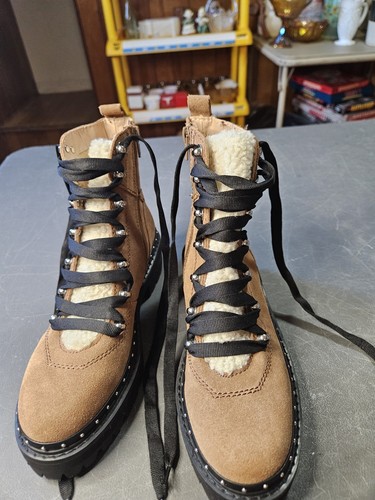 Steve Madden Boots Rainier/Rain 15S1 Unworn Boots 7M Zip & Tie, Leather Faux Fur