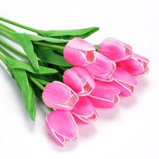10PCS Artificial Tulips Real Touch Latex Fake Flowers Soft Pink Wedding Decor