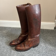 Vintage Damen Englische Braun Leder Reitstiefel Lang