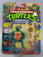 Teenage Mutant Ninja Turtles Michaelangelo with Storage Shell on Card 1991
