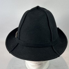 Preston  York Hat Women's Black Wool Derby Bowler Rhinestone Buckle 2 Inch Brim