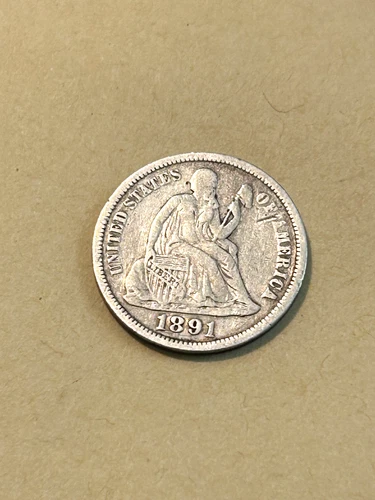 1891-P  VF Silver Seated Liberty Dime Great Details!