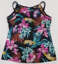 Tankini Swimsuit Womens Multicolor Black Floral XL 16