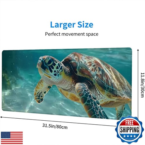 Sea Turtle Gaming Mouse Pad Cute Animal Ocean Beach XL Mouse Pad Large Mousep - Picture 2 of 5