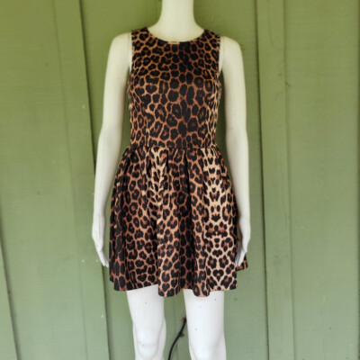 green leopard dress topshop LONG SLEEVE DRESS IN LEOPARD PRINT – THEO main image 1