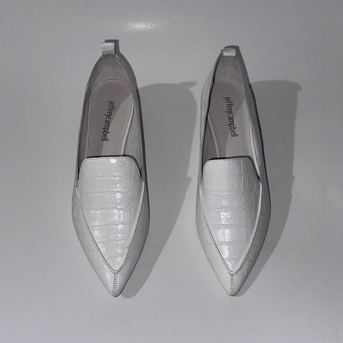 Jeffrey Campbell Loafer Flats Shoes White Viona Croc Leather