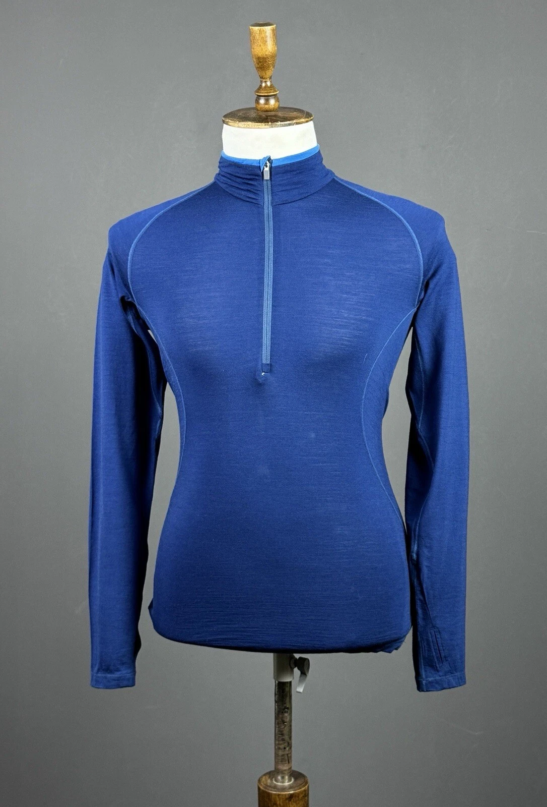 ICEBREAKER MERINO 200 Blue Merino Wool 1/4 Zip Pullover Base Layer Size S
