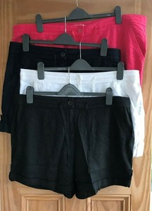 plus size white linen shorts