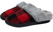 Slippers Memory Red Plaid 6-7 Unisex