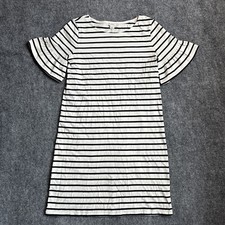 J. Crew Dress Women S Small White Striped Shift Short Cotton Short Sleeve Casual