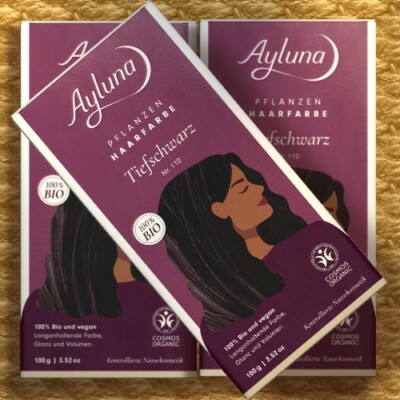Ayluna Pflanzenhaarfarbe 110 TIEFSCHWARZ 100g Naturkosmetik bio vegan Henna Amla