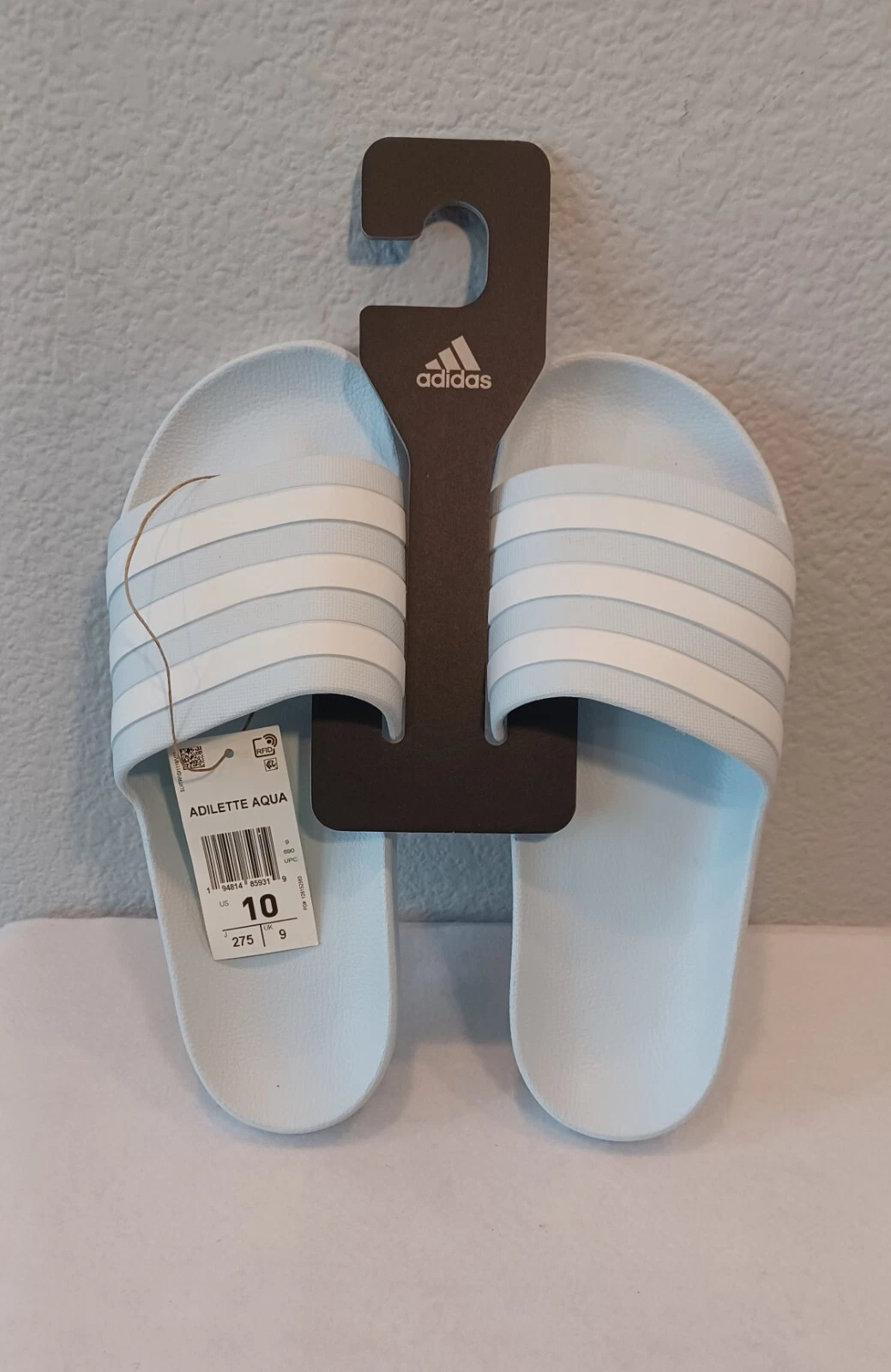 NUOVO SANDALO SLIDES ADIDAS DONNA ADILETTE AQUA ~ TAGLIA 10 (FY8106) BLU ALONE