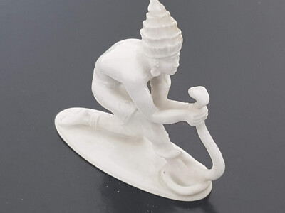 Rosenthal Figur Miniatur Indischer Gaukler mit Schlange Weiß lasiert
