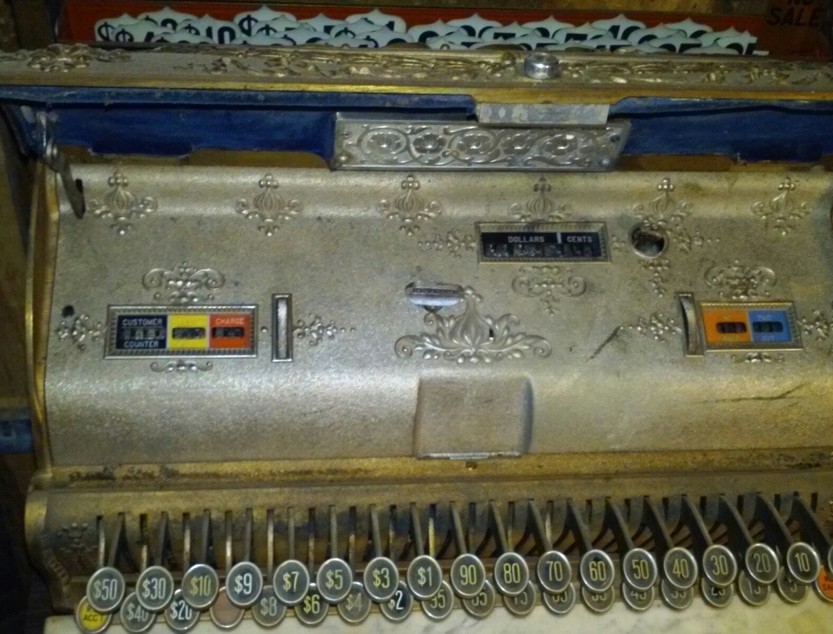 Antique Brass National Cash Register.. 1907.. Class 36 3/4.. From