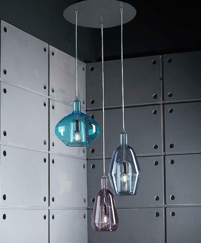 Lampadario moderno in Vetro di Murano sospeso da soffitto 5 LED made in Italy - Picture 3 of 10
