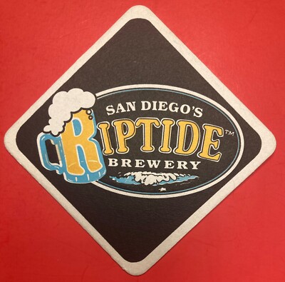 SAN DIEGO'S RIPTIDE BREWERY CALIF. 4 INCH SQUARE BEER COASTER RARE VINTAGE