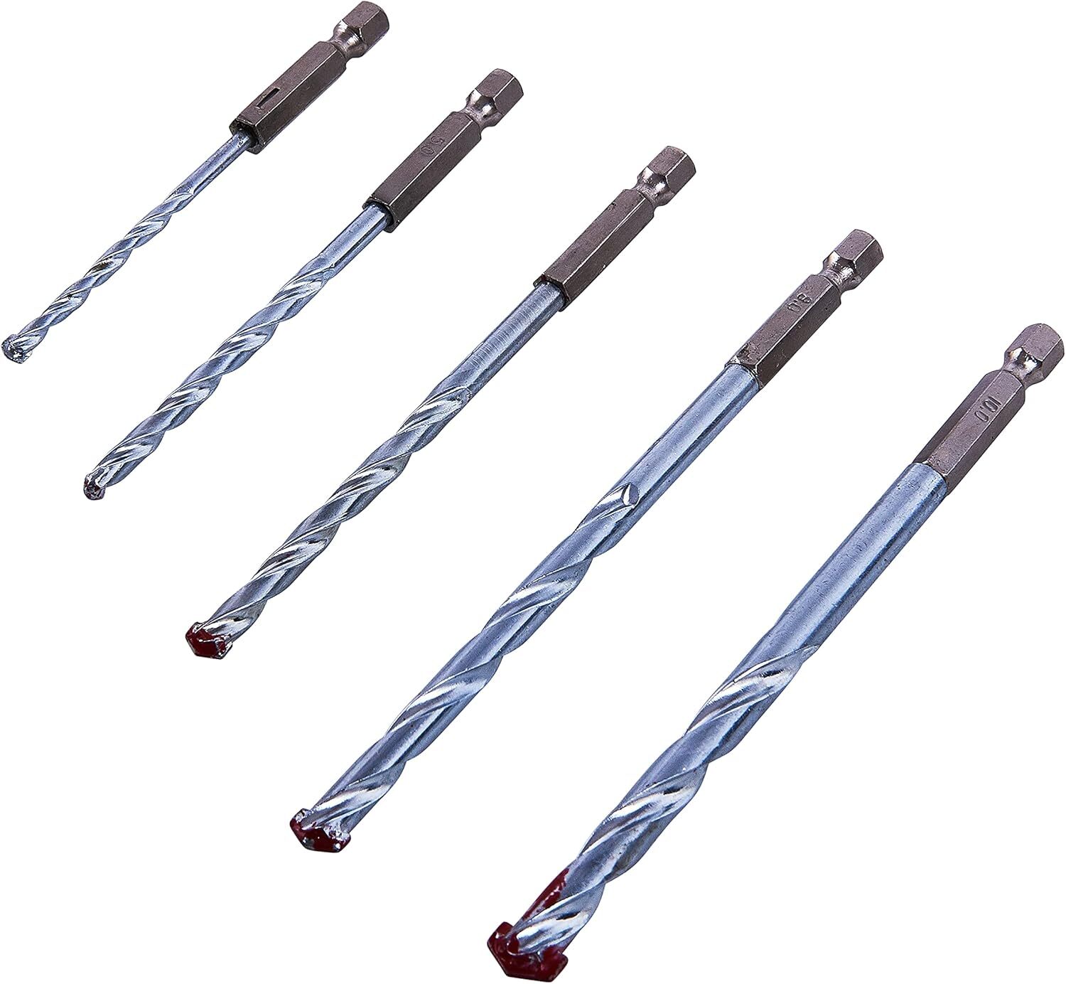 Amtech F1730 5 Piece hex Shank Masonry Drill bit Set