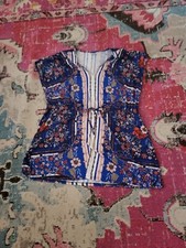 Avenue size 18 blue floral festival tie waist womens plus mini dress chains chic