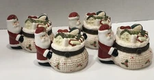 Harry And David Lot Of 4 Christmas Santa Bag Toys Trinket Box Place Card Holder