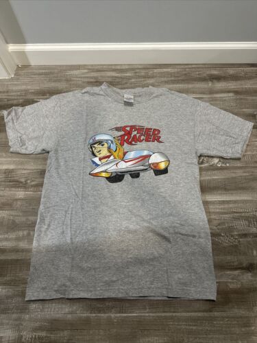 Vtg Y2K Speed Racer T Shirt Sz M Promo Gray Cartoon