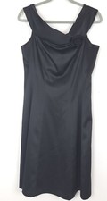 Bloomingdale's Women's Little Black Dress Sz 12 Sleeveless Silky Midi Formal